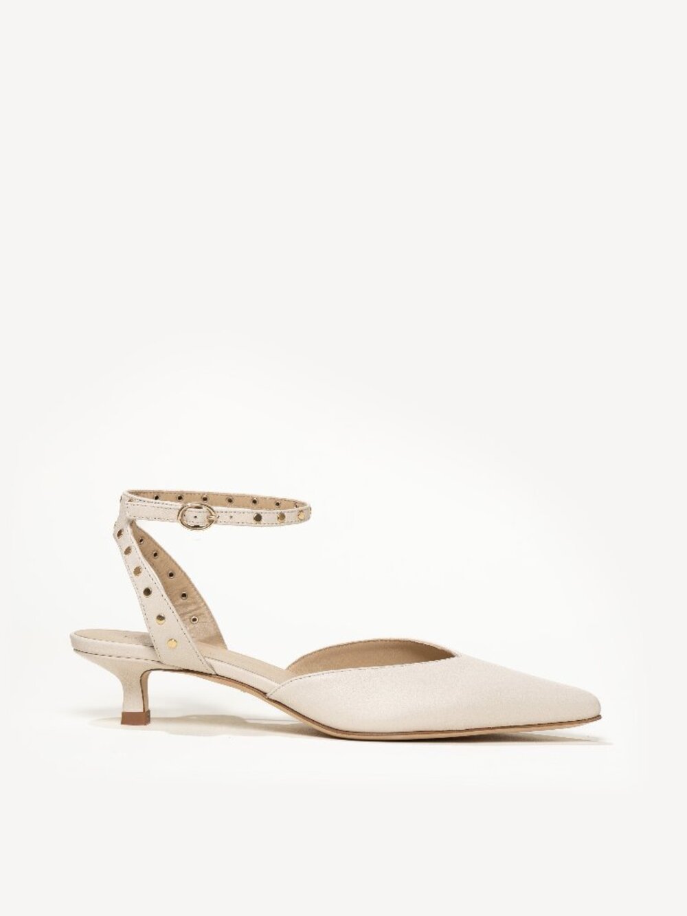 M.Gemi The Piccolo Due Ecru Nappa Kitten Heels Pumps 37.5